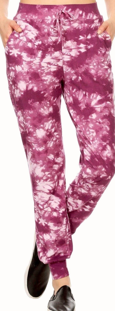 ShoSho Burgundy Mauve Tie Dye Jogger Pants Sport